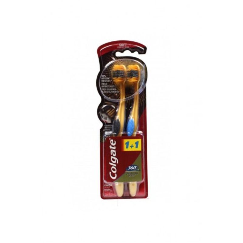TOOTH BRUSH  CHARCOAL GOLD 360  ( 1 + 1 FREE )