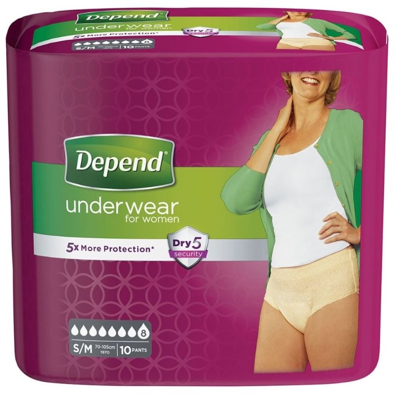 DEPEND PANTS SUPER FOR FEMALE 10X6 S/M