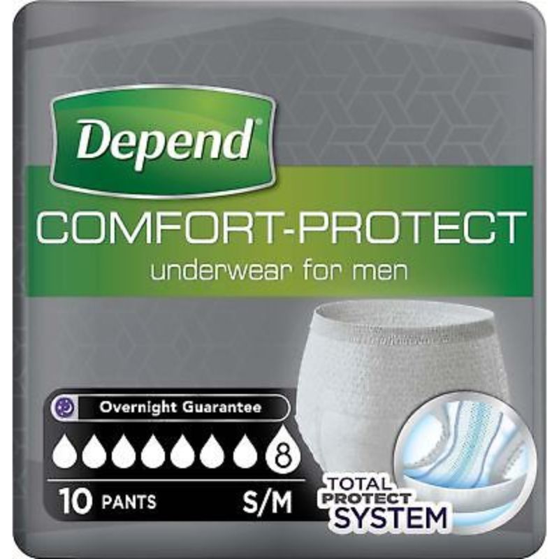 DEPEND PANTS SUPER FOR MALE 10X6 S/M