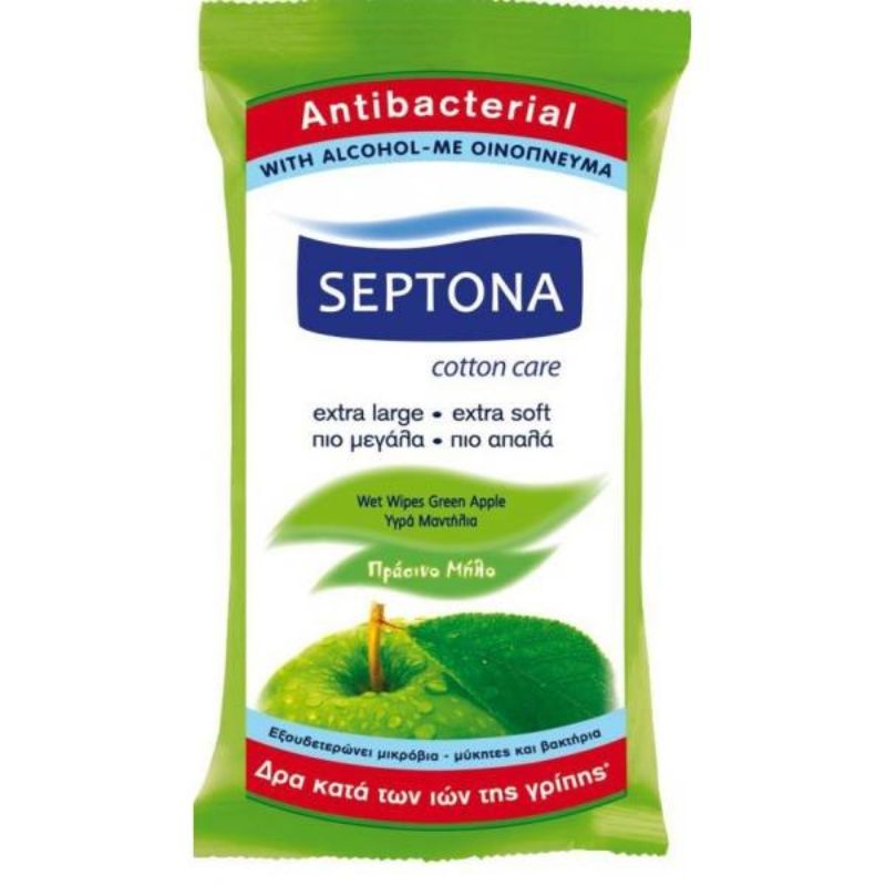 SEPTONA ANTIBACTRAIAL WIPES GREEN APPLE 15PCS
