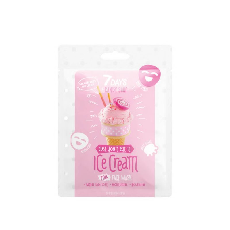 7 DAYS CANDY SHOP FACE MASK ICE CREAM STRAWBERRIES AND CREAM, 25 G