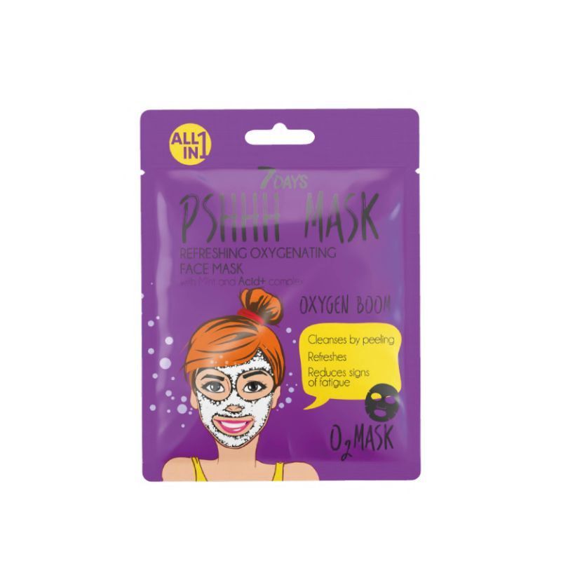 7 DAYS PSHHH MASK CLEANSING OXYGEN FACE MASK TO WALK ON AIR WITH MINTAND ACID+ COMPLEX, 25 G
