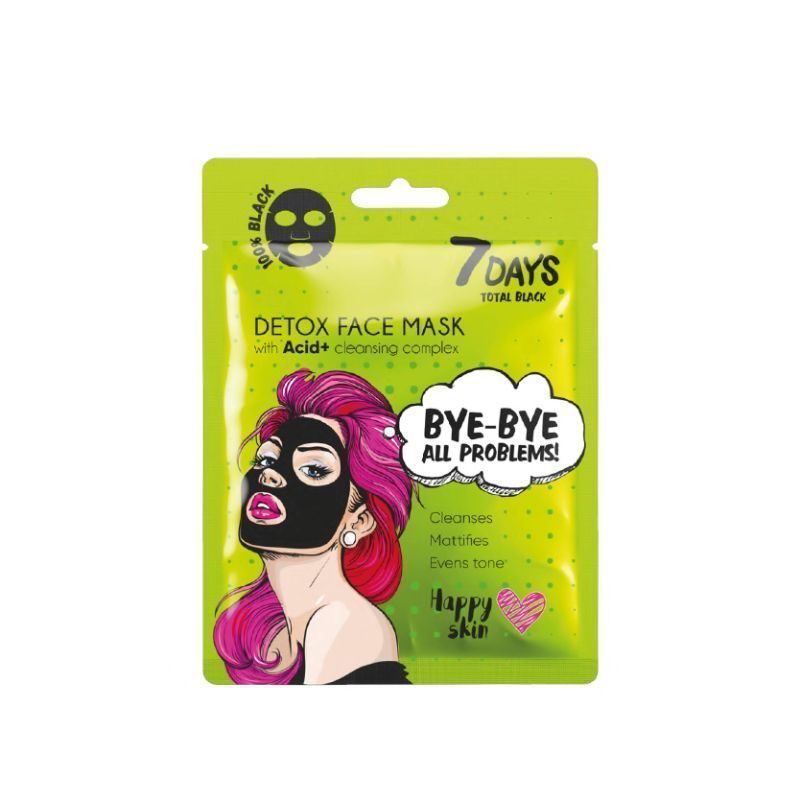 7 DAYS TOTAL BLACK DETOX-FACE MASK BYE-BYE, SKIN PROBLEMS! WITH CLEANSING ACID+ COMPLEX, 25 G