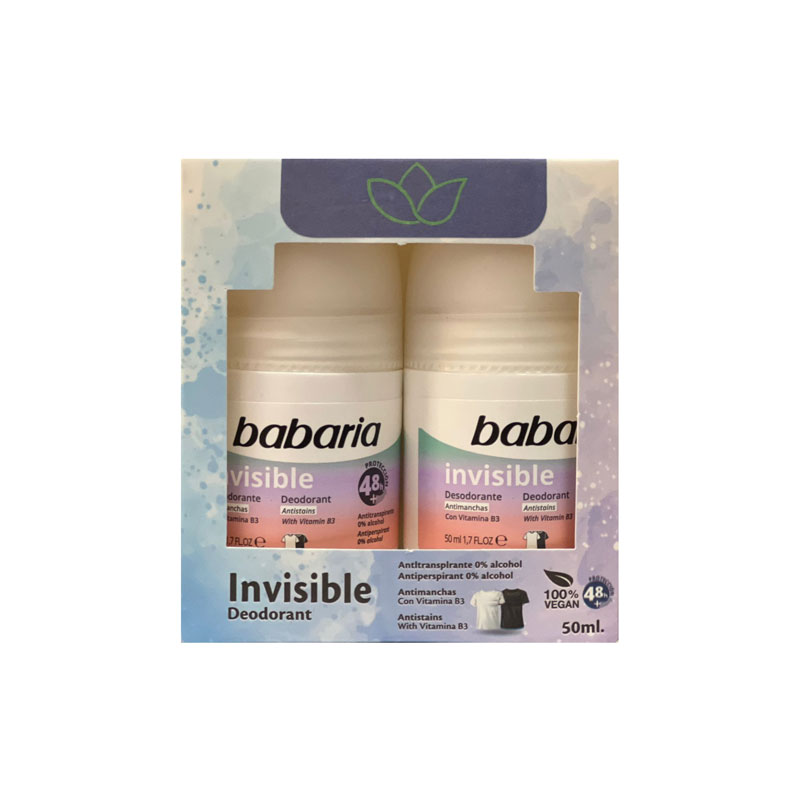 BABARIA DEODROANT ROLL ON INVISIBLE 50ML 2*1offer