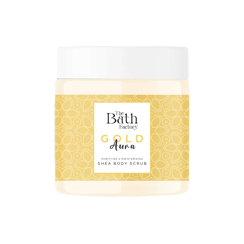 THE BATH FACTORY GOLD AURA SHEA BODY SCRUB 300 GR